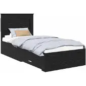 vidaXL Bedframe met lade Zwart Eiken 100 x 200 cm Bewerkt hout
