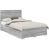 vidaXL Bedframe met lade Grijs Sonoma 120 x 190 cm Bewerkt hout
