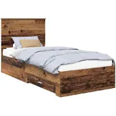 vidaXL Bedframe met lade met opslag Oudhout 90 x 200 cm Bewerkt hout
