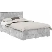 vidaXL Bedframe met lade Beton Grijs 135 x 190 cm Bewerkt hout