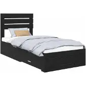 vidaXL Bedframe met lade Zwart Eiken 90 x 200 cm Bewerkt hout
