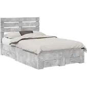 vidaXL Bedframe met lade Beton Grijs 120 x 190 cm Bewerkt hout