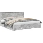 vidaXL Bedframe met lade Beton Grijs 200 x 200 cm Bewerkt hout