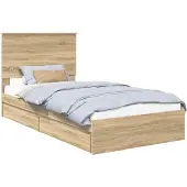 vidaXL Opbergbed met lade Sonoma Eik 100 x 200 cm Bewerkt hout