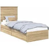 vidaXL Opbergbed met lade Sonoma Eik 75 x 190 cm Bewerkt hout