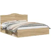 vidaXL Bedframe met hoofdeinde Sonoma 200 x 200 cm Massief grenenhout