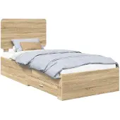 vidaXL Bedframe met lade Sonoma Eik 75 x 190 cm Bewerkt hout