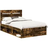 vidaXL Bedframe Rook Eiken 120 x 200 cm Massief grenenhout