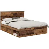 vidaXL Bedframe met hoofdeinde Oudhout 150 x 200 cm Massief grenenhout