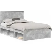 vidaXL Bedframe Betongrijs 120 x 190 cm Massief grenenhout