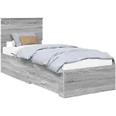 vidaXL Bedframe Grijs Sonoma en Zilver 75 x 190 cm Bewerkt hout