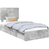 vidaXL Opbergbed met lade Beton Grijs 90 x 190 cm Bewerkt hout