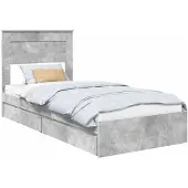 vidaXL Opbergbed met lade Beton Grijs 90 x 190 cm Bewerkt hout