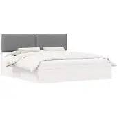 vidaXL Bedframe met Gevoerde Hoofdbord Lichtgrijs 200 x 200 cm