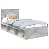 vidaXL Bedframe met hoofdeinde, betonkleur, 75 x 190 cm, houtvezel