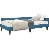vidaXL Hoekbedframe met Matras Anders 2 st Blauw Fluweel