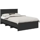 vidaXL Bedframe met hoofdeinde Zwart 120 x 123 cm Bewerkt hout