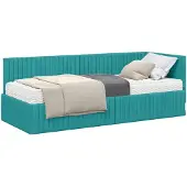 vidaXL Hoekbedframe met Matras met hoofdeinde 2 st Turquoise Fluweel
