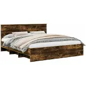 vidaXL Bedframe met hoofdeinde Rook Eiken 180 x 200 cm Bewerkt hout