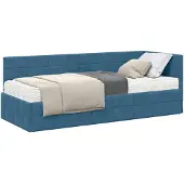 vidaXL Hoekbedframe met Matras met hoofdeinde 2 st Blauw Fluweel