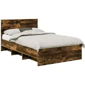 vidaXL Bedframe met hoofdeinde Rook Eiken 120 x 123 cm Bewerkt hout