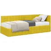 vidaXL Hoekbedframe met Matras met hoofdeinde 2 st Geel Fluweel