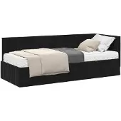 vidaXL Hoekbedframe met Matras 2 st Zwart 80 x 200 cm Fluweel