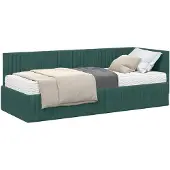 vidaXL Hoekbedframe met Matras met hoofdeinde 2 st Groen Fluweel