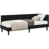 vidaXL Hoekbedframe met Matras met hoofdeinde 2 st Zwart Fluweel