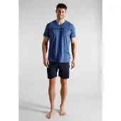 Tom Tailor Pyjama kort nachtblauw / saffier / wit
