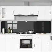 vidaXL Keukenachterwand, 2 stuks, zwart, 120 x 60 cm, gehard glas