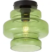 QAZQA Retro plafondlamp zwart met groen glas - Denise