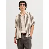 Jack & Jones Overhemd 'JJEJeff' crème / bruin / zwart