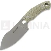 GiantMouse GMF1-XL Green Canvas Micarta, Stonewashed N690, Burgundy Leather Sheath, vaststaand mes