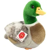 HERMANN Teddy Knuffeldier Wilde Eend - zachte pluche stof - premium knuffels - bruin/groen - 24 cm - Eenden/vogels