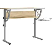 vidaXL Tekentafel 110x53x(58-87) cm bewerkt hout en staal eiken/grijs