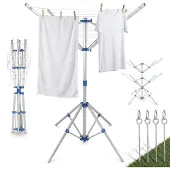 Monzana Droogmolen Blauw Zilver Aluminium 168x82x78cm