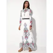 MSN Collection Patroon Lange Geweven Maxi Jurk