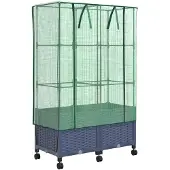 vidaXL Tuinplantenbak met Kasbedekking en Wielen 2 st Blauw Grijs PP