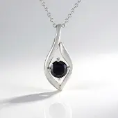 Cavill - Zilveren Ketting 925 Sterling Zilver Gerhodineerd - 0,9 ct Zwarte Diamant Ronde Briljant - Elegante Damesketting 45,5 cm - Prong Zetting