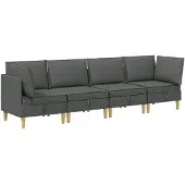 vidaXL Modulaire bankset met opslag 4 st Donkergrijs Stof