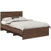 vidaXL Bedframe met hoofdeinde Bruin Eiken 120 x 123 cm Bewerkt hout