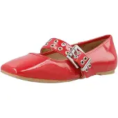Bianco Ballerina met riempjes 'ROSE' rood
