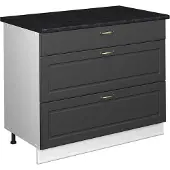 Vicco Keukenonderkast Fame-Line, Anthrazit-Gold Landhaus/Wit, 100 cm, WB Antraciet