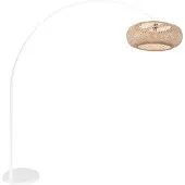 Steinhauer Witte booglamp Maze Naturel met rotan kap