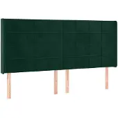 vidaXL Hoofdbord met randen 163x16x118/128 cm fluweel donkergroen