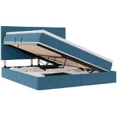 vidaXL LED opbergbed met matras Donkerblauw 160 x 200 cm Fluweel