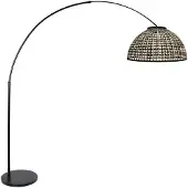 Steinhauer Zwarte booglamp Nox Light met bamboe kap Ø60cm