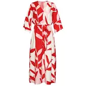 Smashed Lemon Maxi-jurk met rood en roze botanische print |