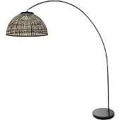 Mexlite Zwarte booglamp Solva met bamboe kap Ø60cm